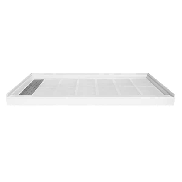 60 in. L x 36 in. W Alcove Shower Pan Base with Left Drain