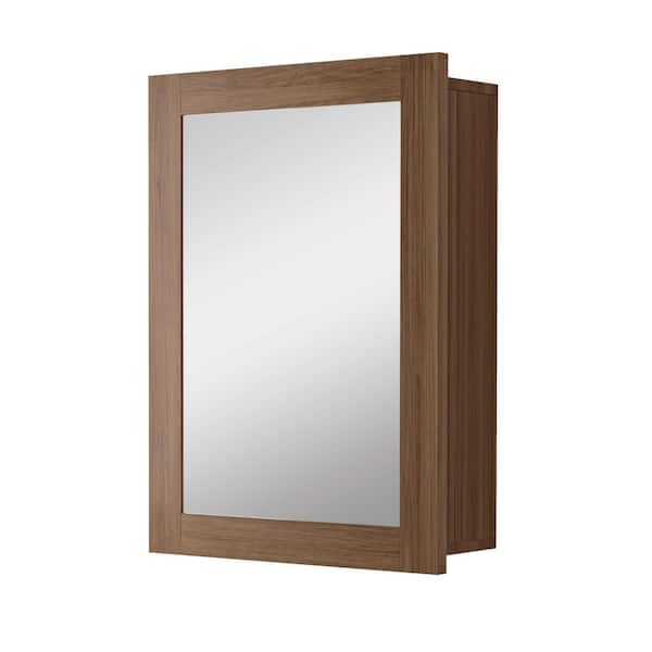 Fiona 16 in. W x 24 in. H Rectangular Wood Reversible Medicine Cabinet with Mirror, Adjustable Shelves, Walnut
