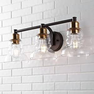 JONATHAN Y August 17.5 in. 2-Light Metal Brass Gold Vanity Light ...