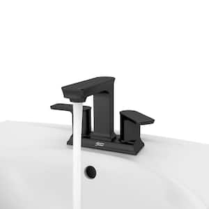 Forsey 4 in. Centerset 2-Handle Bathroom Faucet with Easy Install Push Drain in Matte Black