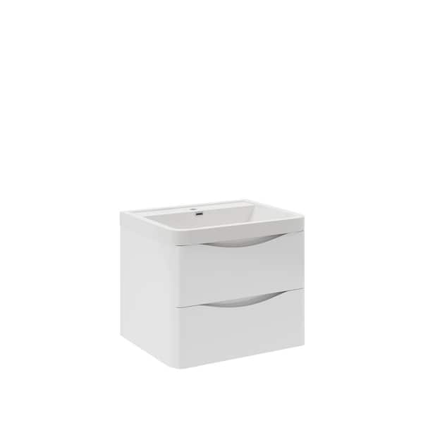 Fresca Tuscany 24 in. Modern Wall Hung Vanity in Glossy White with Vanity Top in White with White Basin