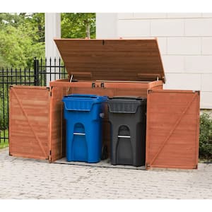 65 in. x 38 in. x 53 in. Cedar Brown Trash Can Storage Large Horizontal Refuse Storage Shed