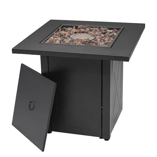 LAUREL CANYON 28 in. 50000 BTU Square Propane Fire Pit Table with Lava Rocks