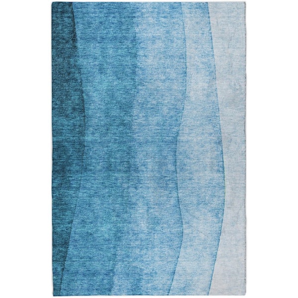 Dream Shag Premium Machine Washable Abstract ADS625 Teal 10 ft. x 14 ft. Area Rug