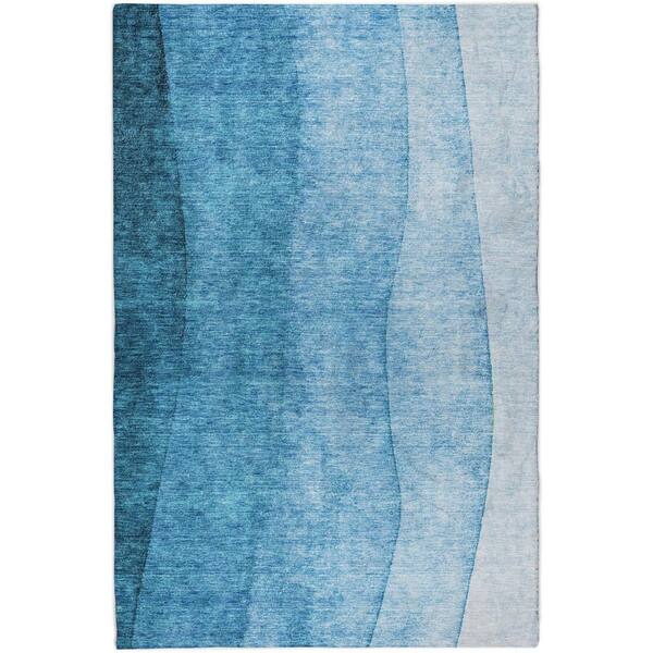 Dream Shag Premium Machine Washable Abstract ADS625 Teal 9 ft. x 12 ft. Area Rug