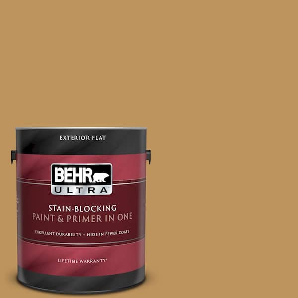 BEHR ULTRA 1 gal. #UL160-3 Gold Torch Flat Exterior Paint and Primer in One