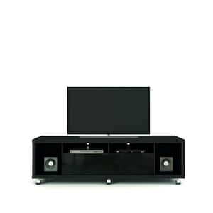 Cabrini 71 in. Black Particle Board TV Stand with 2 Drawer Fits TVs Up to 60 in. with Cable Management