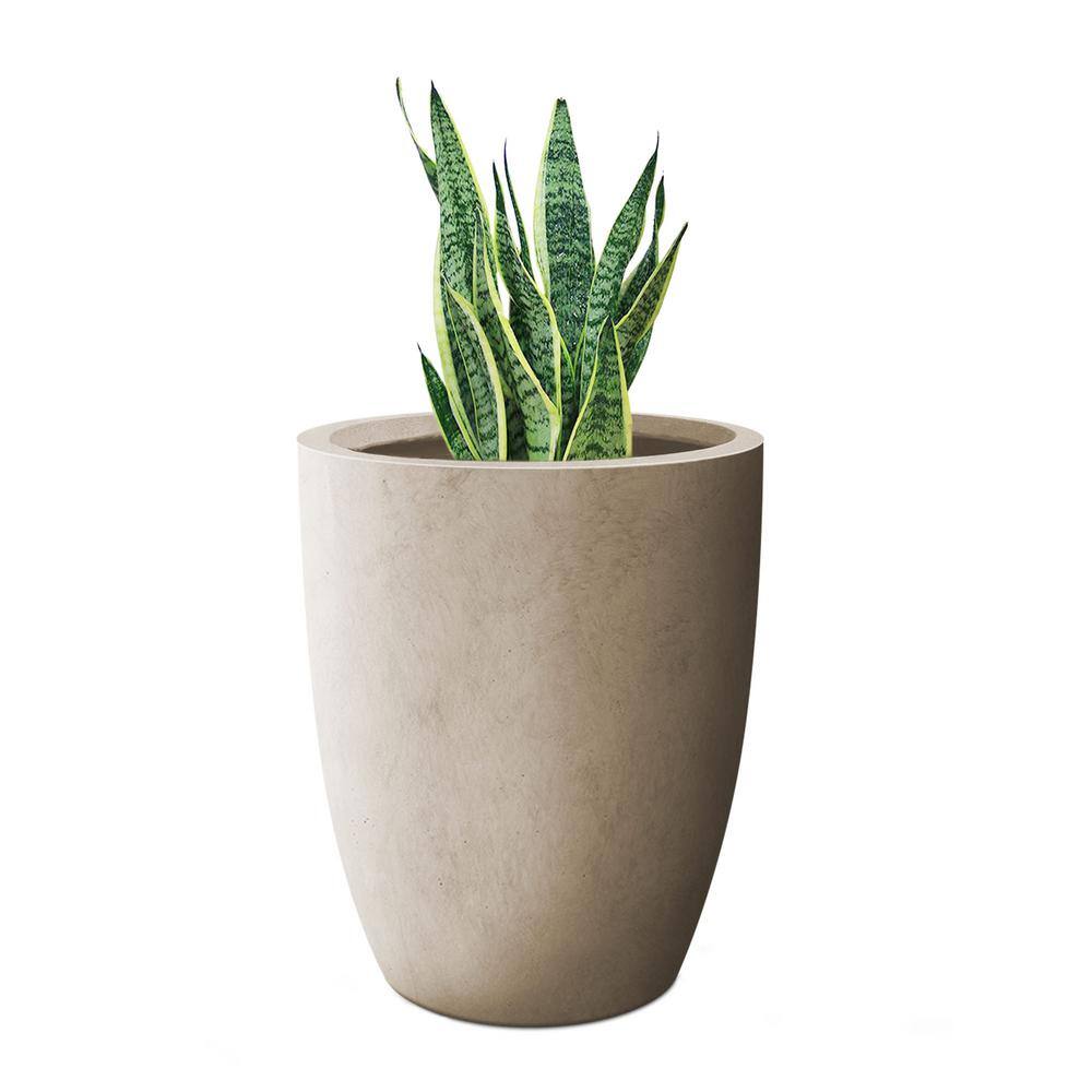 PLANTARA 18 in. H Concrete Round Flower pot, Modern planter with Drainage Hole, Outdoor Plant