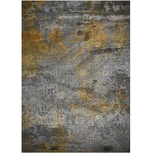 Stylish Abstract Rug Golden Industrial Rug Polyester Washable Anti