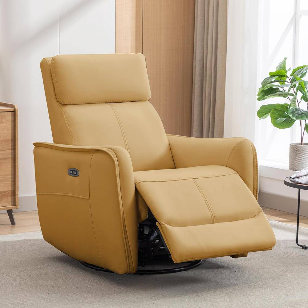 Bestier 32.3 in. Yellow Faux leather Power Rocker Recliner Chair with USB Port 270 Swivel Glider Recliners with High back L505432J YELW The Home
