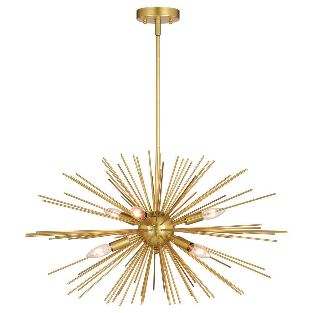 VAXCEL Nikko 6Light Starburst Gold MidCentury Modern Pendant Light