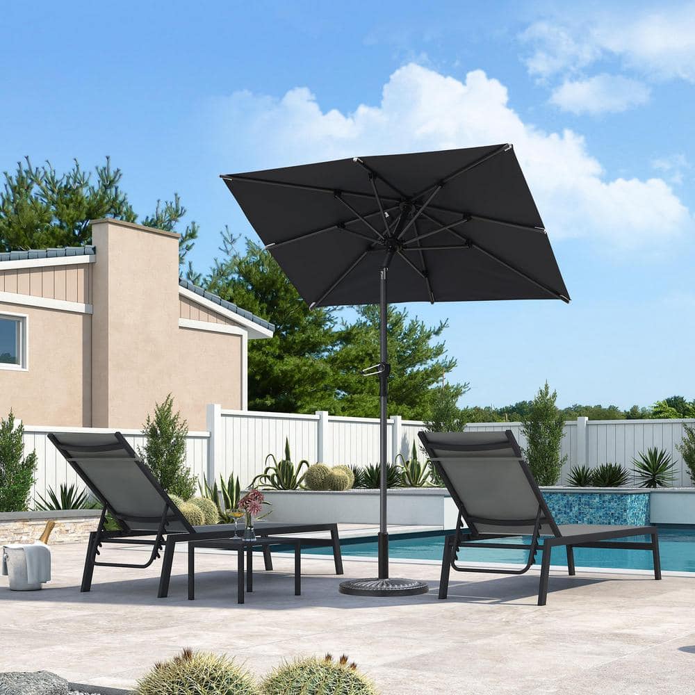 PURPLE LEAF 4 ft. x 6 ft. Square Aluminum Auto-Tilt Outdoor Patio Market Umbrella in Gray PPL3MLZXRC046GY - The Home Depot PURPLE LEAF 4 ft. x 6 ft. Square Aluminum Auto-Tilt Outdoor Patio Market Umbrella in Gray PPL3MLZXRC046GY - The Home Depot