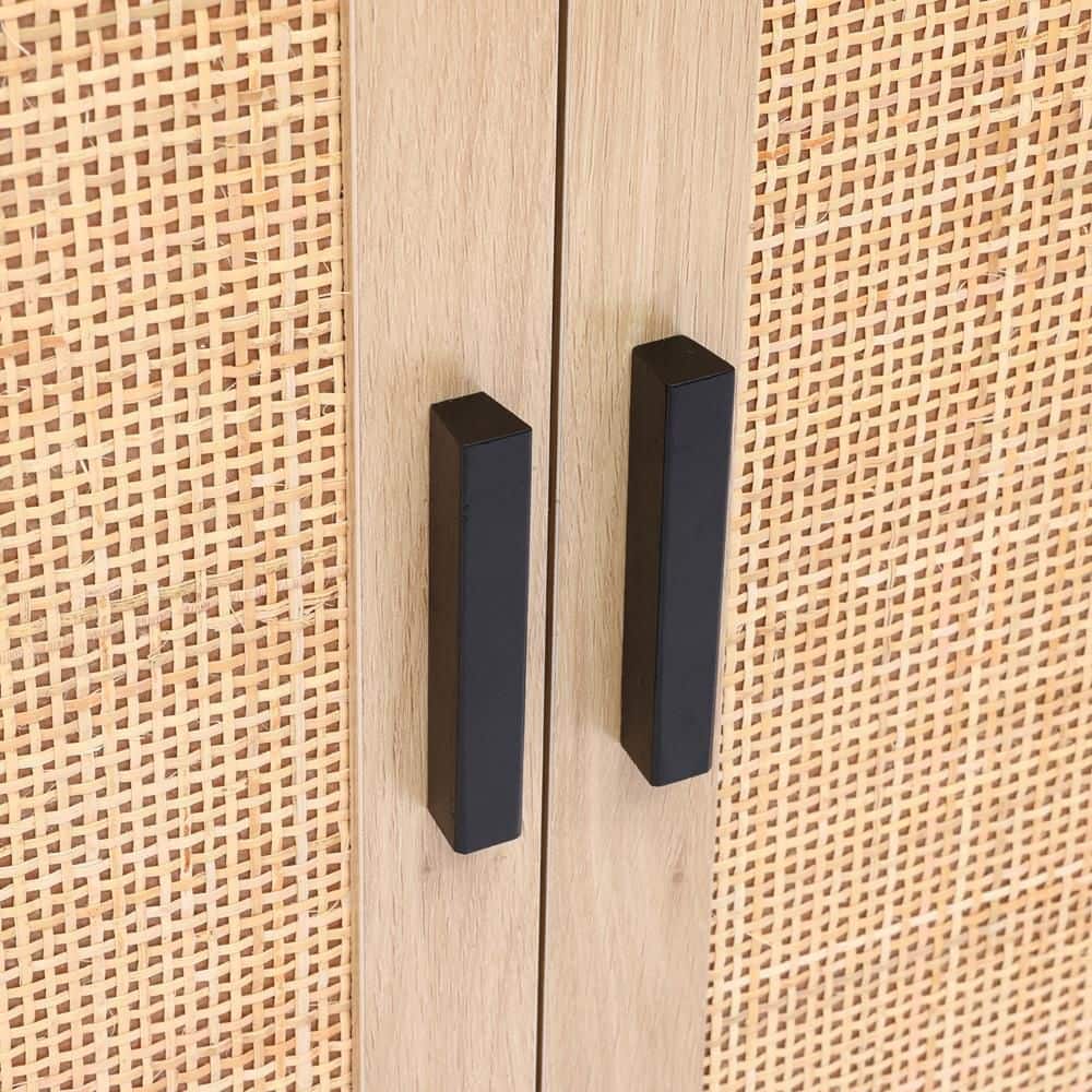 Black and Brown Wood 2-Door Freestanding Storage Cabinet