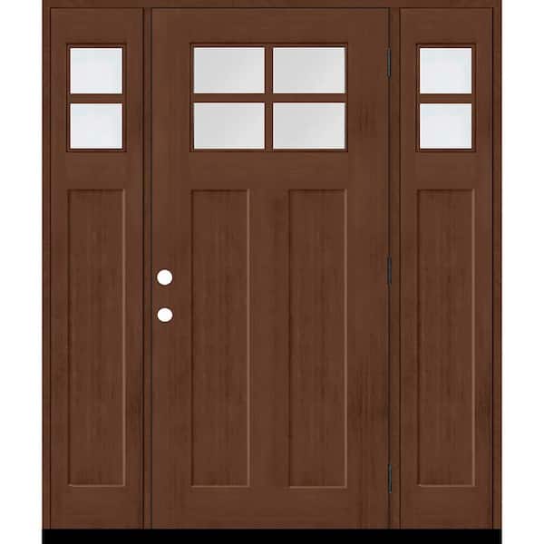 Steves & Sons Regency 64 in. x 80 in. LHOS 4L-1/4Toplite Clear Glass Chestnut Stain Fir Fiberglass Prehung Front Door with Dbl 12in.SL