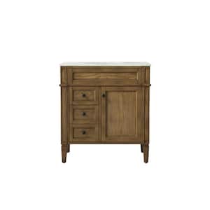 Timeless Home 32 in. W x 21.5 in. D x 35 in. H Single Bathroom Vanity in Driftwood with White Marble