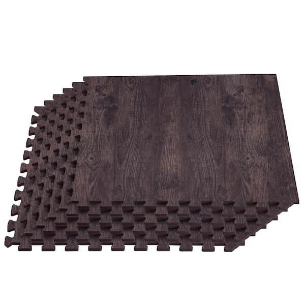 Forest Floor Roasted Chestnut Printed Wood Grain 24 in. x 24 in. x 3/8" Interlocking EVA Foam Flooring Mat (25 Tiles), (100 sq. ft.)