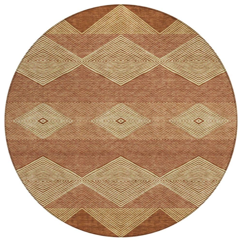 Chantille Machine Washable Indoor/Outdoor Abstract ACN2545 Paprika 8 ft. x 8 ft. Round Rug price history on PriceWatchPro