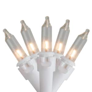 Set of 100 Clear Mini Christmas Lights 2.5 in. Spacing with White Wire
