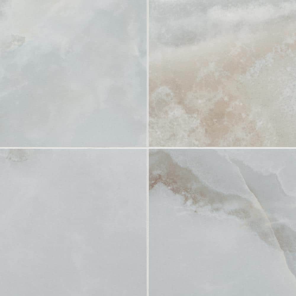 Bijou 24" x 48" Gray Polished Porcelain Marble Look Tile