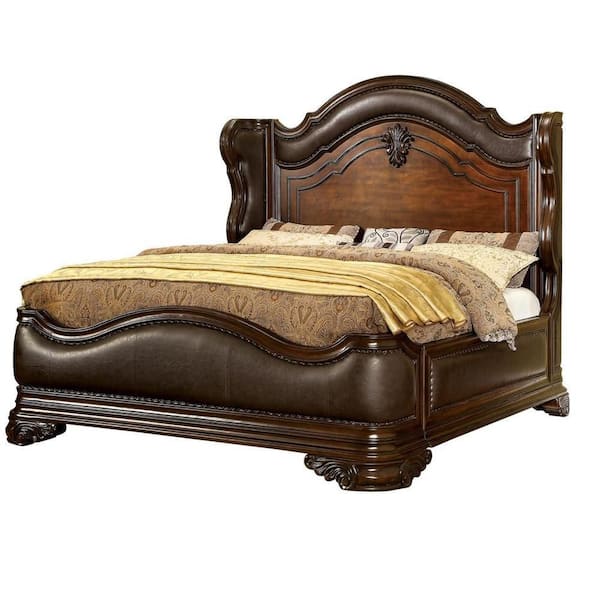 Unbranded Nick Brown Wood Frame King Platform Bed