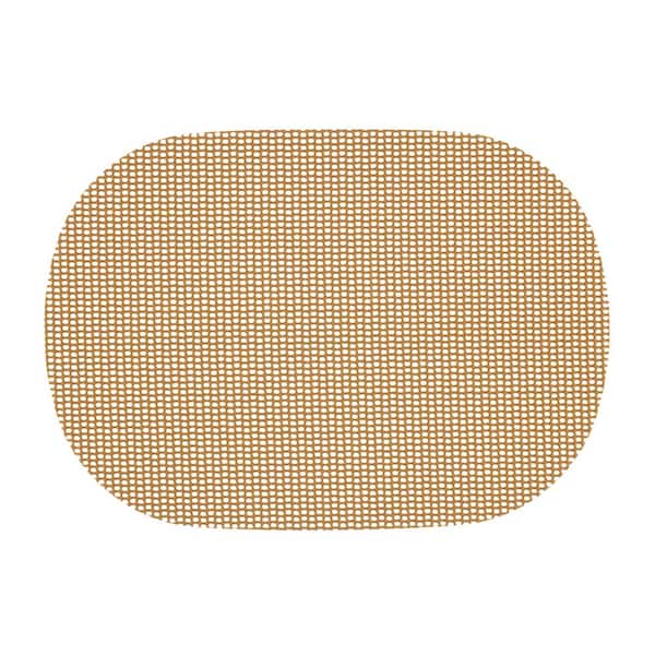 Kraftware Fishnet 17 in. x 12 in. Bronze Mist PVC Covered Jute Oval Placemat (Set of 6)