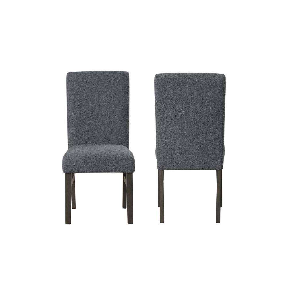 High Back Dark Gray Upholstered Wood Side Chairs, Set of 2