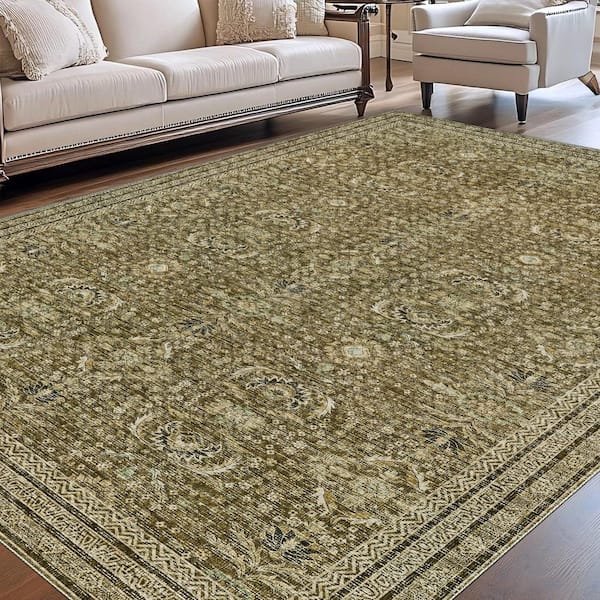 Desert Brown 8 ft. x 10 ft. Vintage Indoor Area Rug