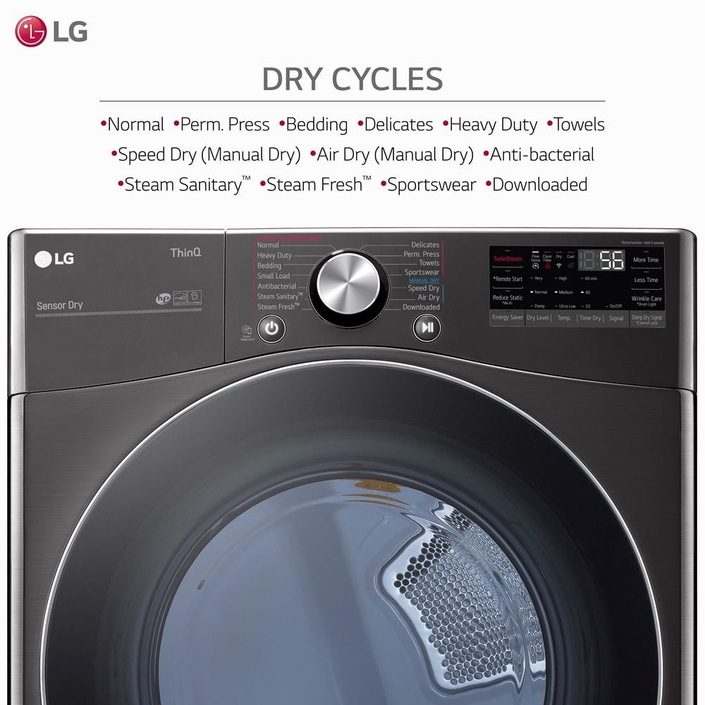 Black Steel 7.4 Cu. Ft. Smart Front Load Electric Dryer with TurboSteam