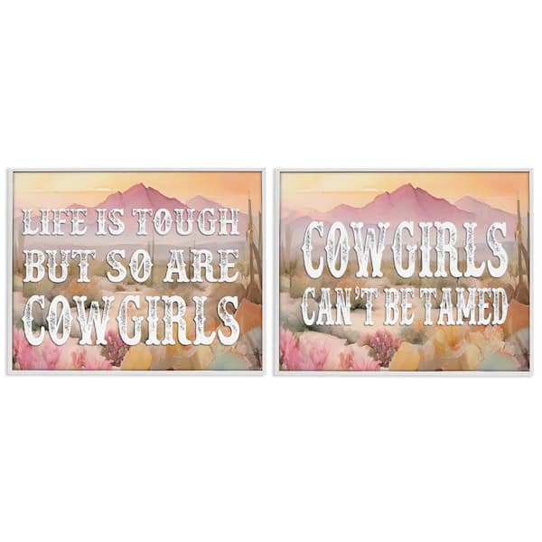 Tough Cowgirls Phrases by Lettered and Lined 2 Pieces White Framed Nature Giclee Art Print 24 in. x 30 in.
