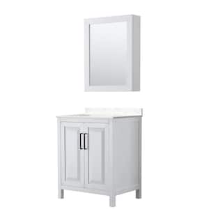 Daria 30 in. W x 22 in. D x 35.75 in. H Single Bath Vanity in White with Carrara Cultured Marble Top and Mirror