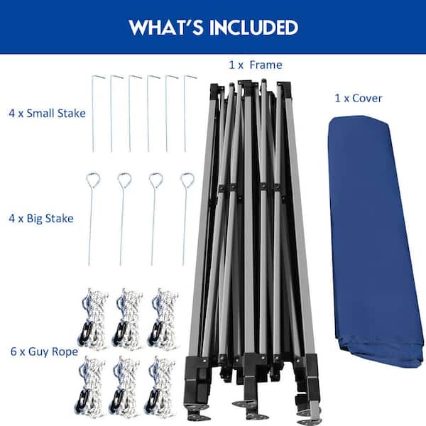 Gymax 10 ft. x 20 ft. Blue Pop Up Canopy Tent Folding Heavy