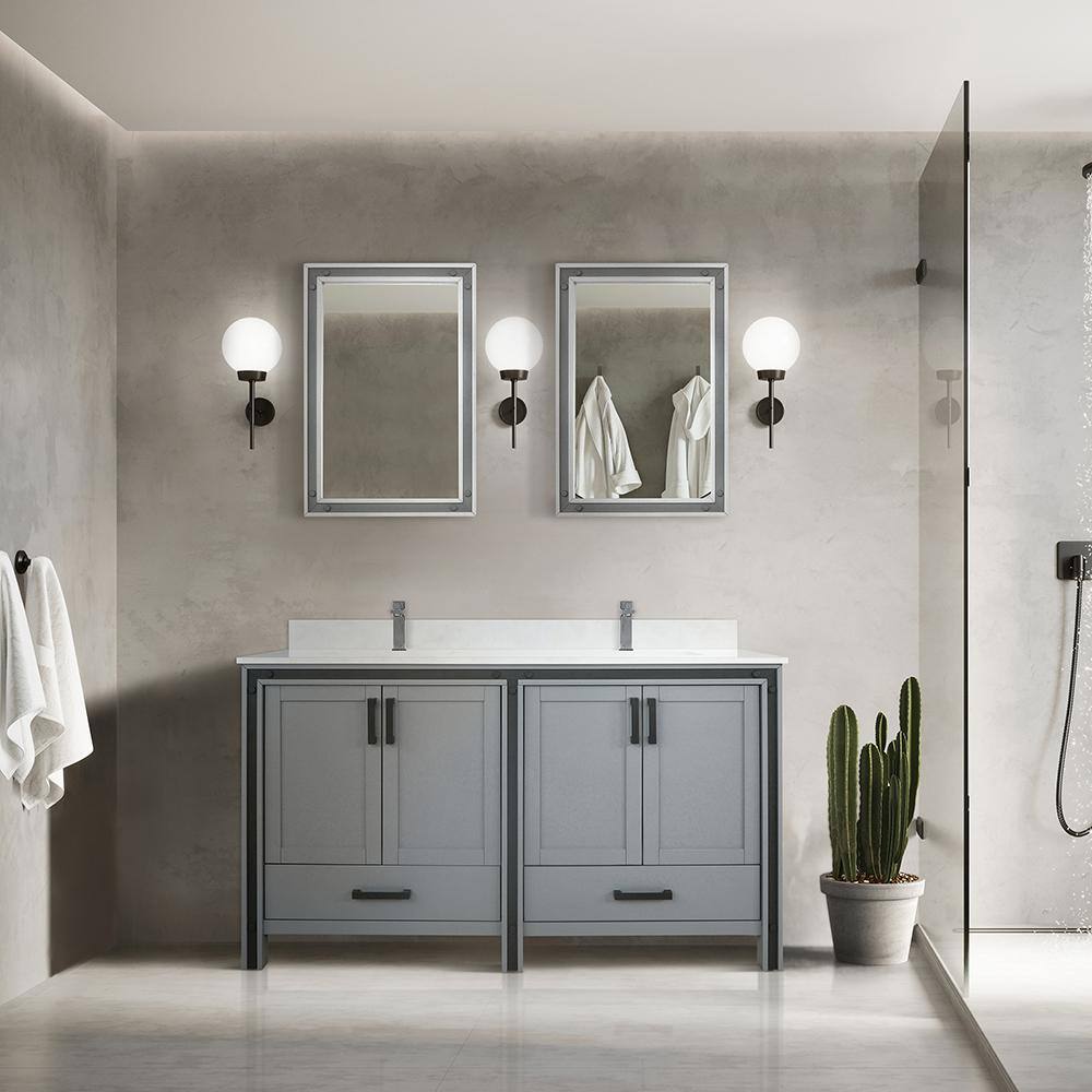 Ziva 60" Dark Grey Double Freestanding Vanity Cabinet