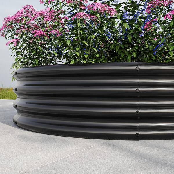 47 in. x 47 in. x 11 in. Round Black Galvanized Steel Raised