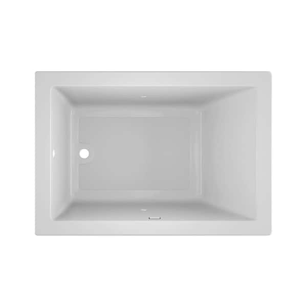 JACUZZI SOLNA 60 in. x 42 in. Acrylic Rectangular Drop-in Reversible Soaking Bathtub Chroma in White