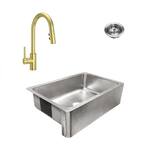 Percy All-in-One Brushed Stainless Steel 32 in. Single Bowl Farmhouse Apron Kitchen Sink with Faucet and Drain