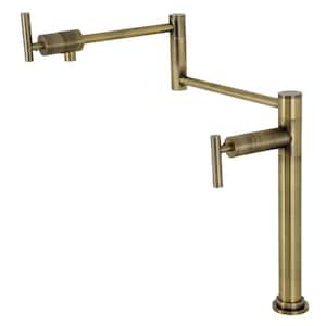 Manhattan Deck Mount Pot Filler Faucet in Antique Brass