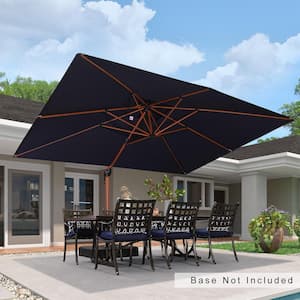 10 ft. x 13 ft. All-aluminum 360-Degree Rotation Wood pattern Cantilever Outdoor Patio Umbrella in Navy Blue