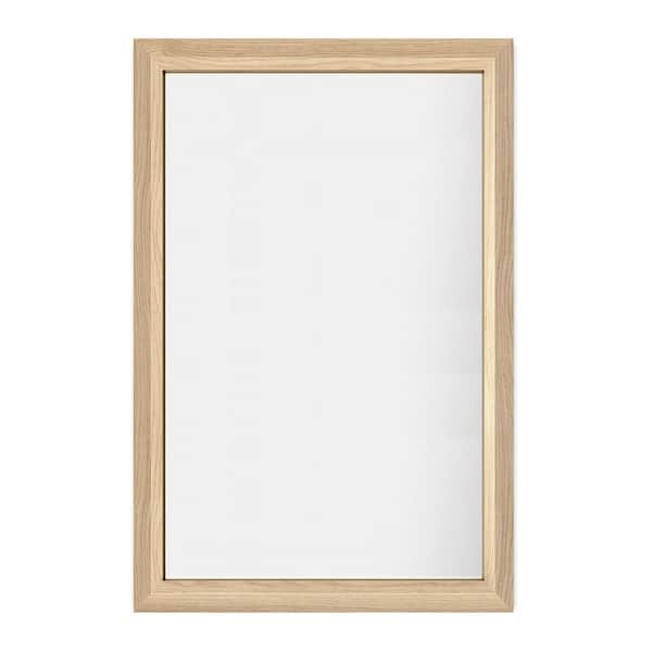 Apmir 24 in. W x 36 in. H Rectangular Aluminum Alloy Framed & Tempered Glass Wall Bathroom Vanity Mirror in Light Yellow Wood