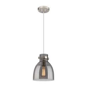 Newton Bell 100-Watt 1 Light Satin Nickel Shaded Pendant Light with Tinted glass Tinted Glass Shade