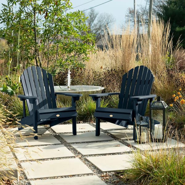 Highwood Hamilton Federal Blue Folding and Reclining Plastic Adirondack Chair (2-Pack)
