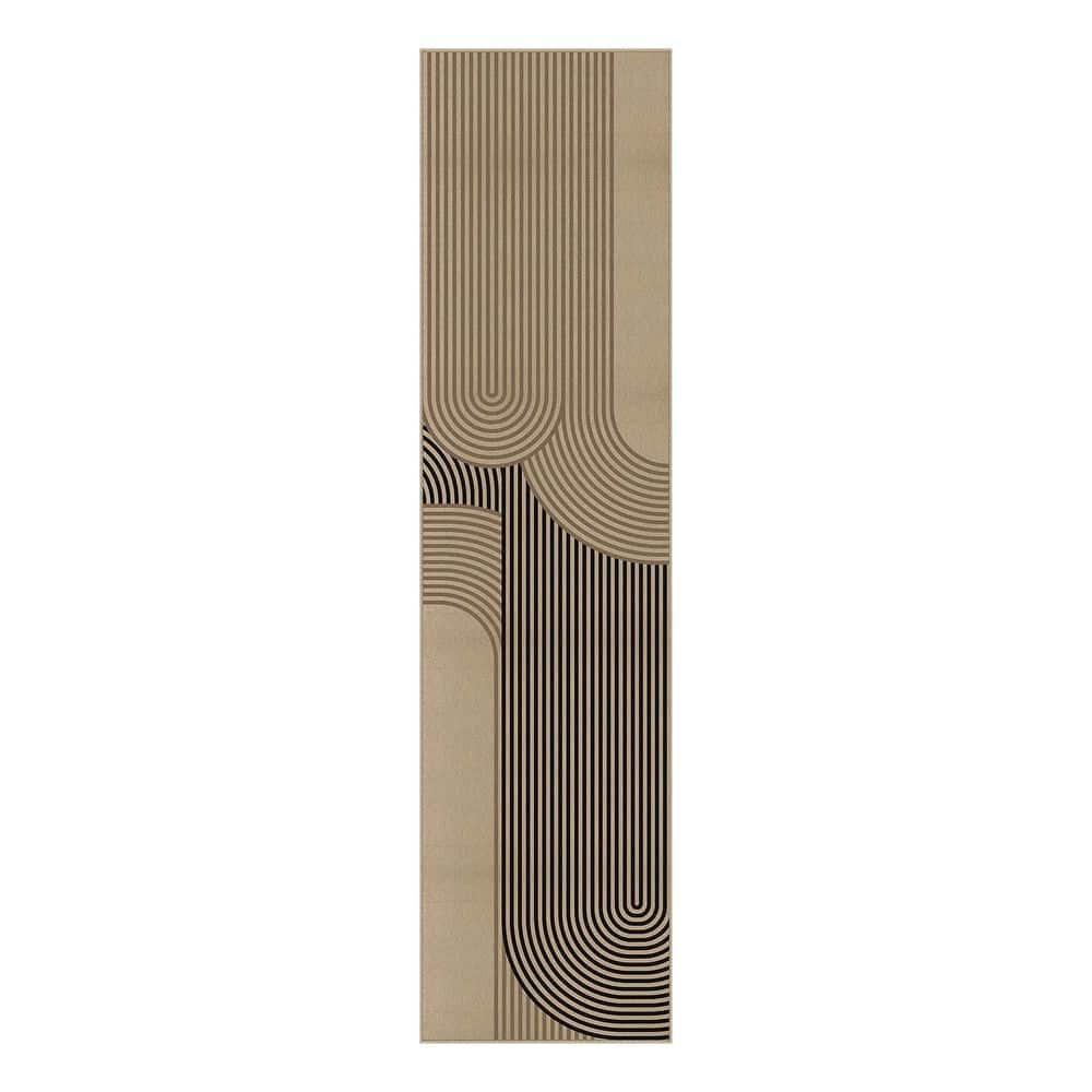 Geometric Fusion Linen-look Brown/Black2 ft. x 8 ft. Geometric Area Rug price history on PriceWatchPro