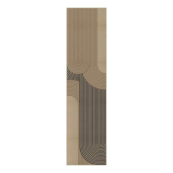 Geometric Fusion Linen-look Brown/Black2 ft. x 8 ft. Geometric Area Rug