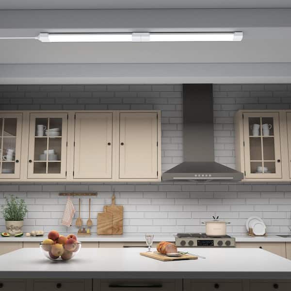 4 ft. 36-Watt White LED Linkable Shop Light Fixture 5000K Plug-In Ceiling Light for Garage, Workshop, Office, or Kitchen