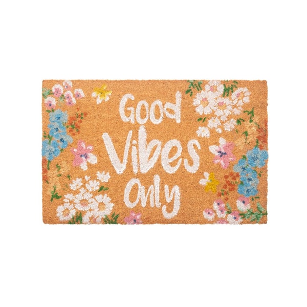 Storm Stopper Good Vibes Only Multicolored 18 in. x 28 in. Coir Door Mat