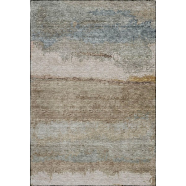 Mayfield Premium Machine Washable Abstract AMF2156 Beige 3 ft. x 5 ft. Area Rug