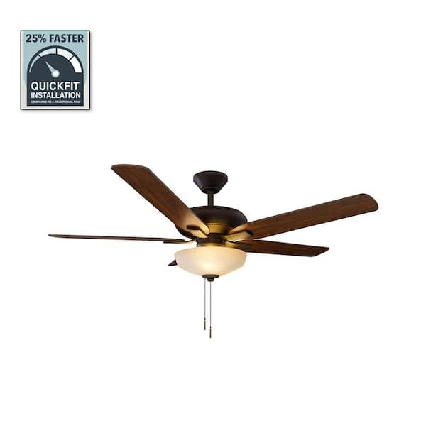 Hampton Bay Holly Springs 52 in. LED Indoor Oil-Rubbed Bronze Ceiling Fan with Light Kit
