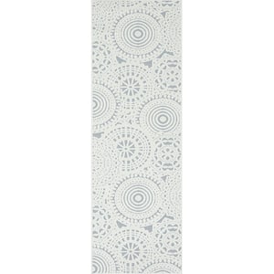 Breeze Geometric Blue 2 ft. x 8 ft. Indoor/Outdoor Runner Rug