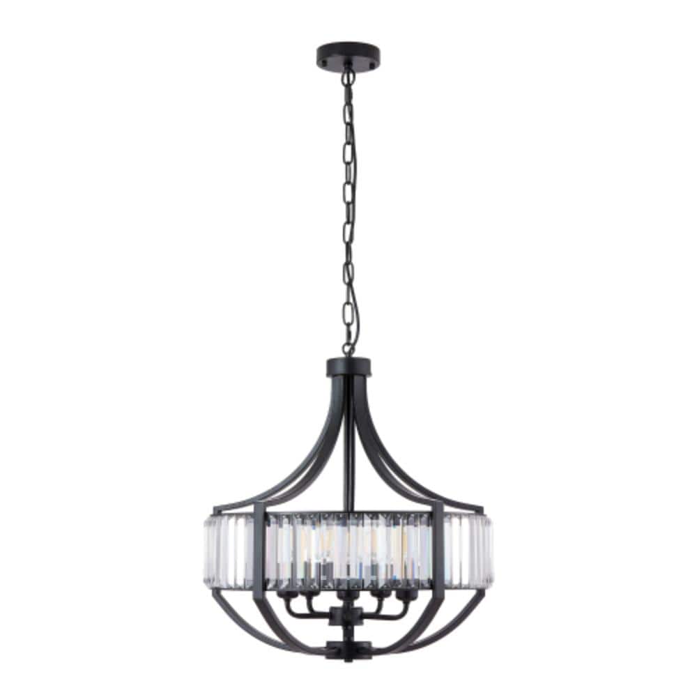 "20"" Modern Farmhouse 5-Light Black Crystal Pendant for Dining Living Room Kitchen" price history on PriceWatchPro