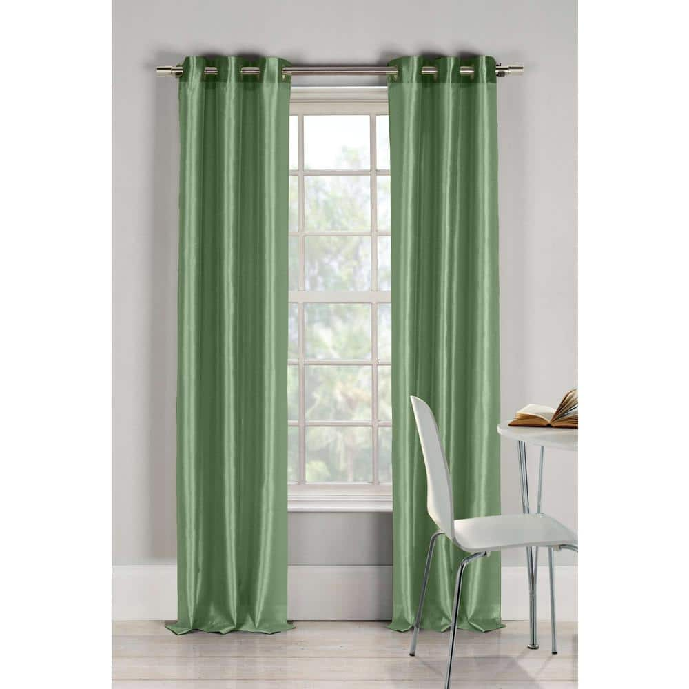 Duck River Sage Faux Silk Grommet Room Darkening Curtain - 38 in. W x ...