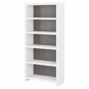 Echo 31.61 in. Wide Pure White/Modern Gray 5 Shelf Standard Bookcase